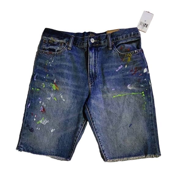 Polo Ralph Lauren Boy's Sullivan Slim Splatter Denim Cut Off Jeans ( 20 ) NWT